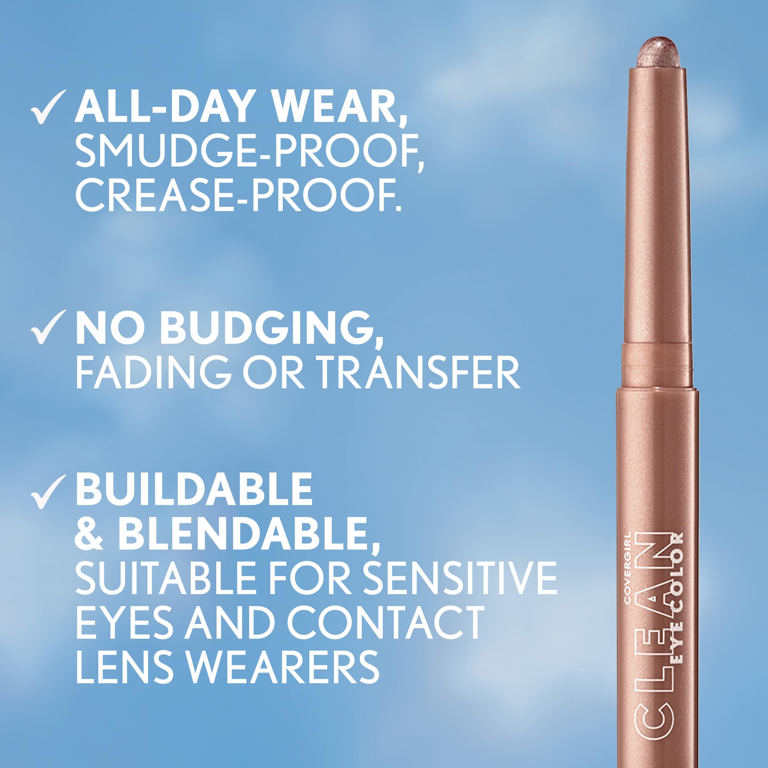 CoverGirl Clean Eye Color Icy Frost – duración prolongada sin retoques, para uso diario.
