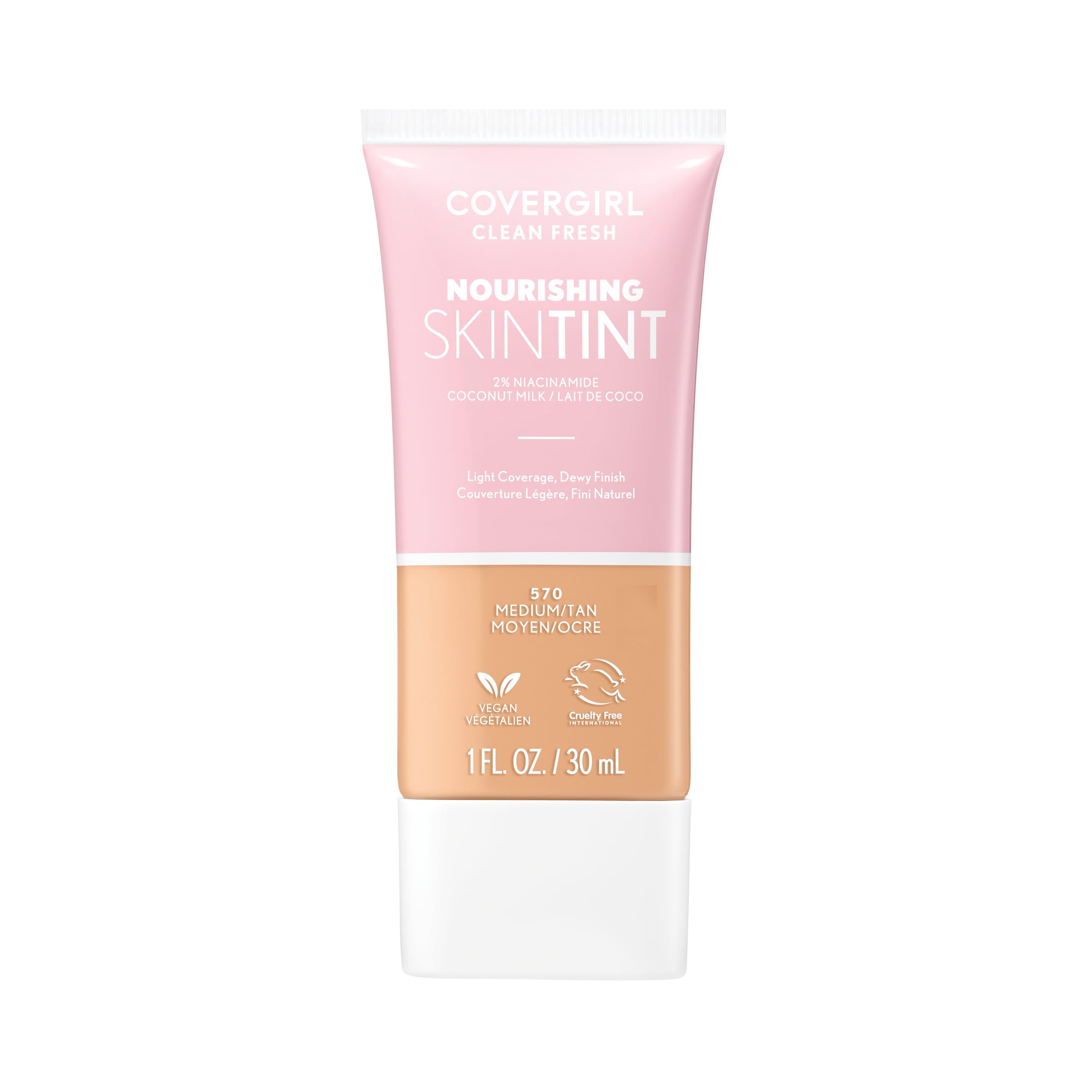 COVERGIRL Clean Fresh botella con aplicador para un acabado natural y suave.