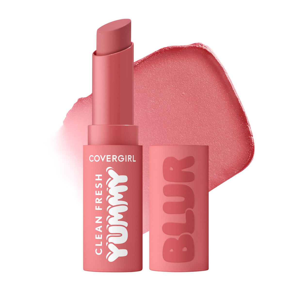 COVERGIRL Clean Fresh Yummy Blur labial rosado con efecto desenfoque.