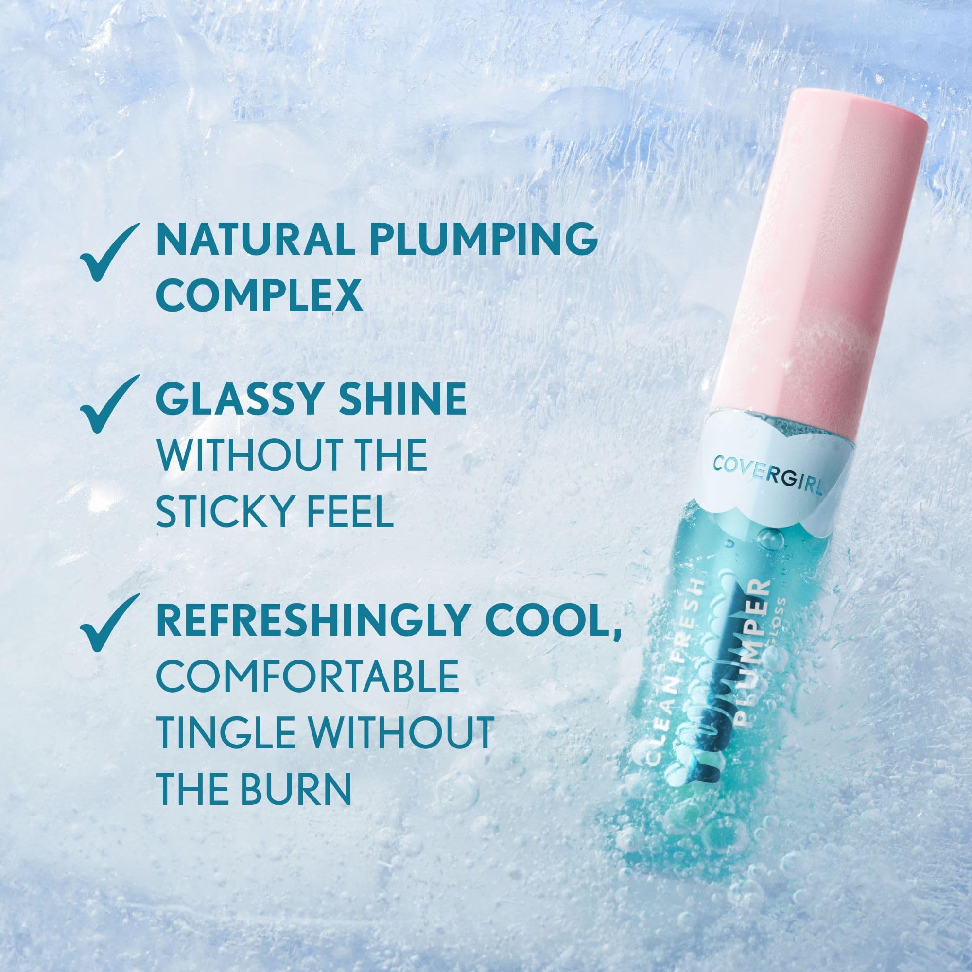 COVERGIRL Clean Fresh Yummy Plumper efecto volumen suave en labios con brillo glassy
