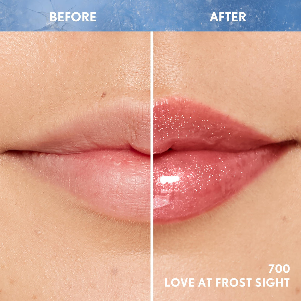 Brillo tipo vidrio que da un aspecto glacial a los labios
