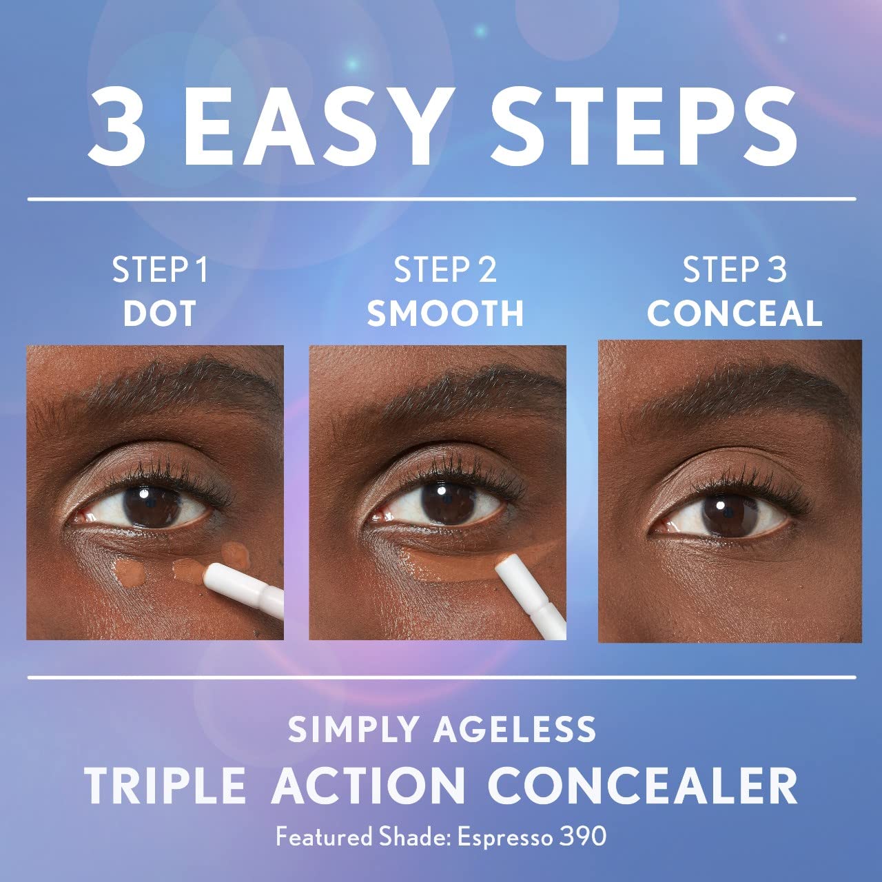 COVERGIRL Simply Ageless acabado iluminador para mirada radiante.