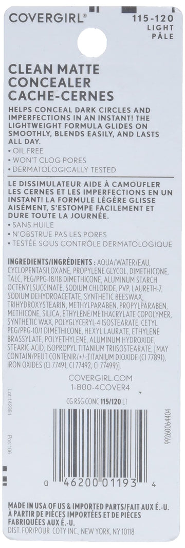 COVERGIRL Concealer: textura ligera que se funde sin peso en la piel.
