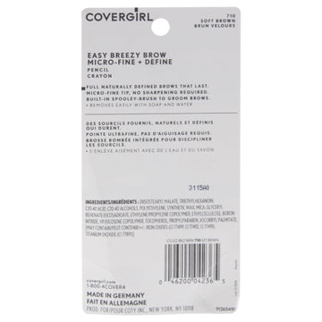 CoverGirl Easy Breezy Cejas, brocha integrada para difuminar color