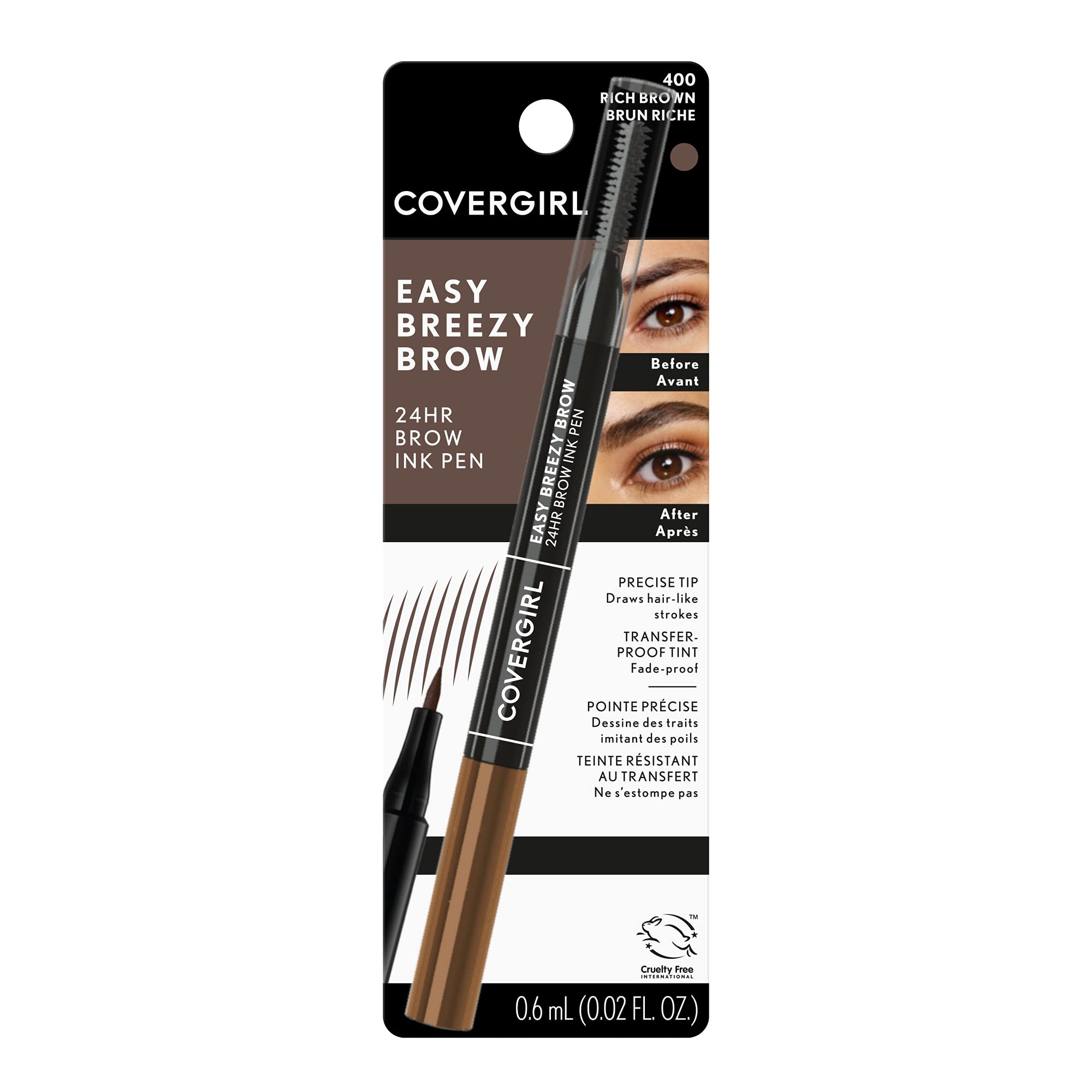 COVERGIRL Easy Breezy Brow dura 24 horas, a prueba de transferencias