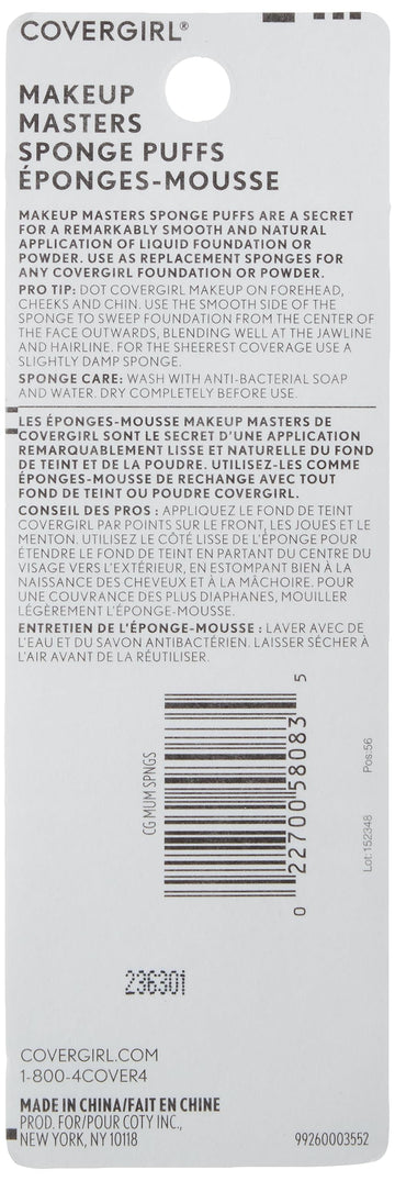 COVERGIRL Makeup Masters Sponge Puffs permiten aplicación precisa en líquidos o polvos.