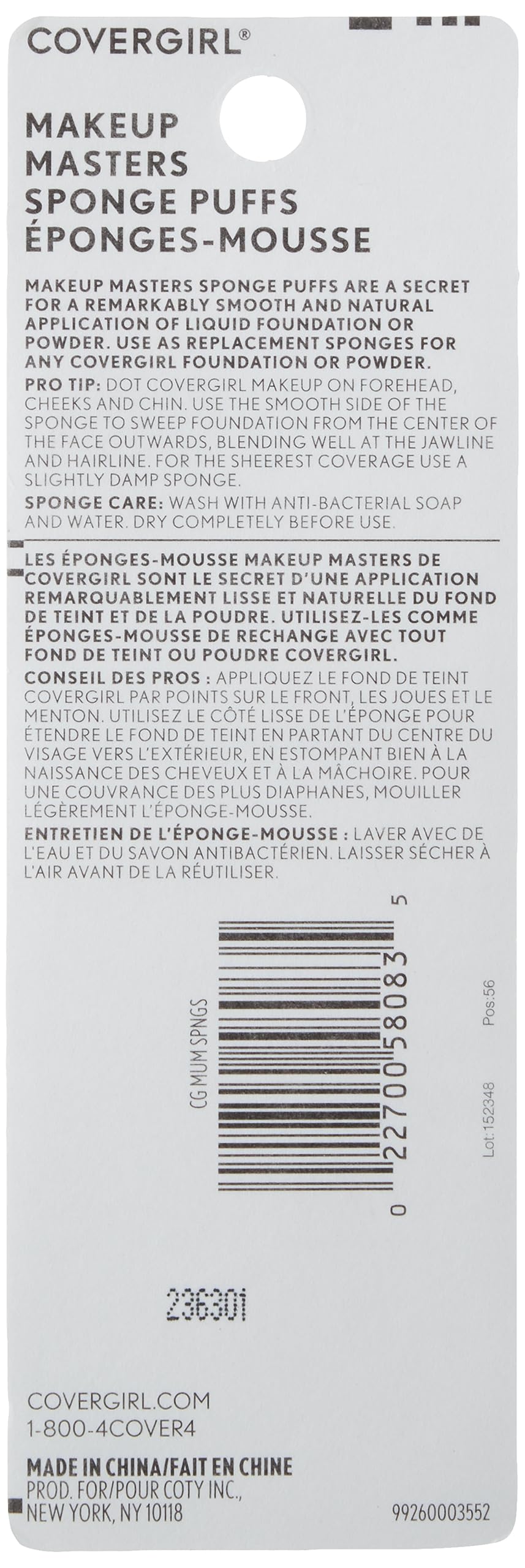 COVERGIRL Makeup Masters Sponge Puffs permiten aplicación precisa en líquidos o polvos.