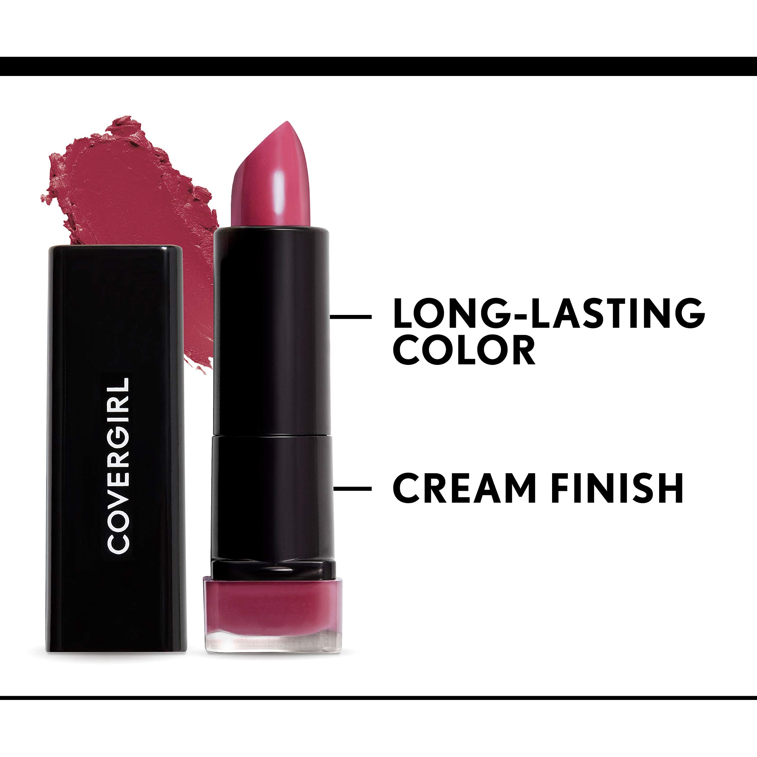 Aplicación suave con COVERGIRL Exhibitionist Lipstick, acabado cremoso y cómodo.