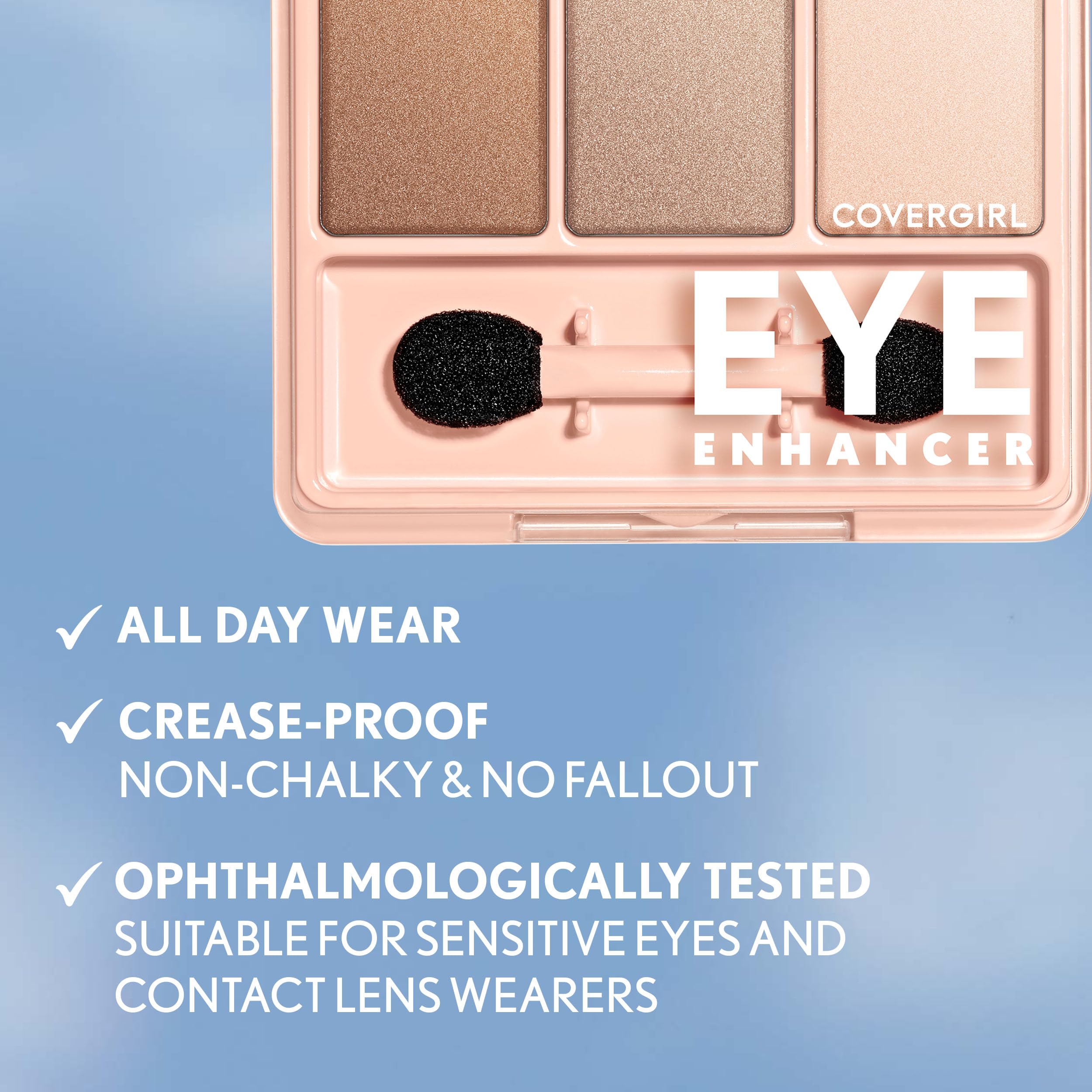 COVERGIRL Eye Enhancers 1-Kit Eyeshadow tonos naturales y dramaticos para distintas ocasiiones.