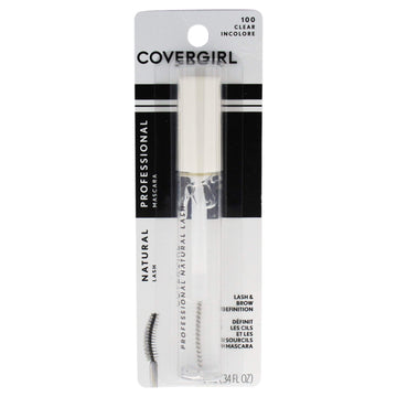 Gel transparente CoverGirl para cejas y pestañas con acabado natural.