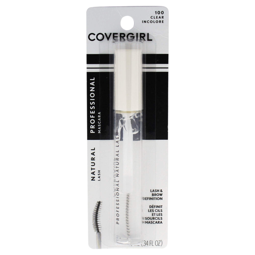 Gel transparente CoverGirl para cejas y pestañas con acabado natural.