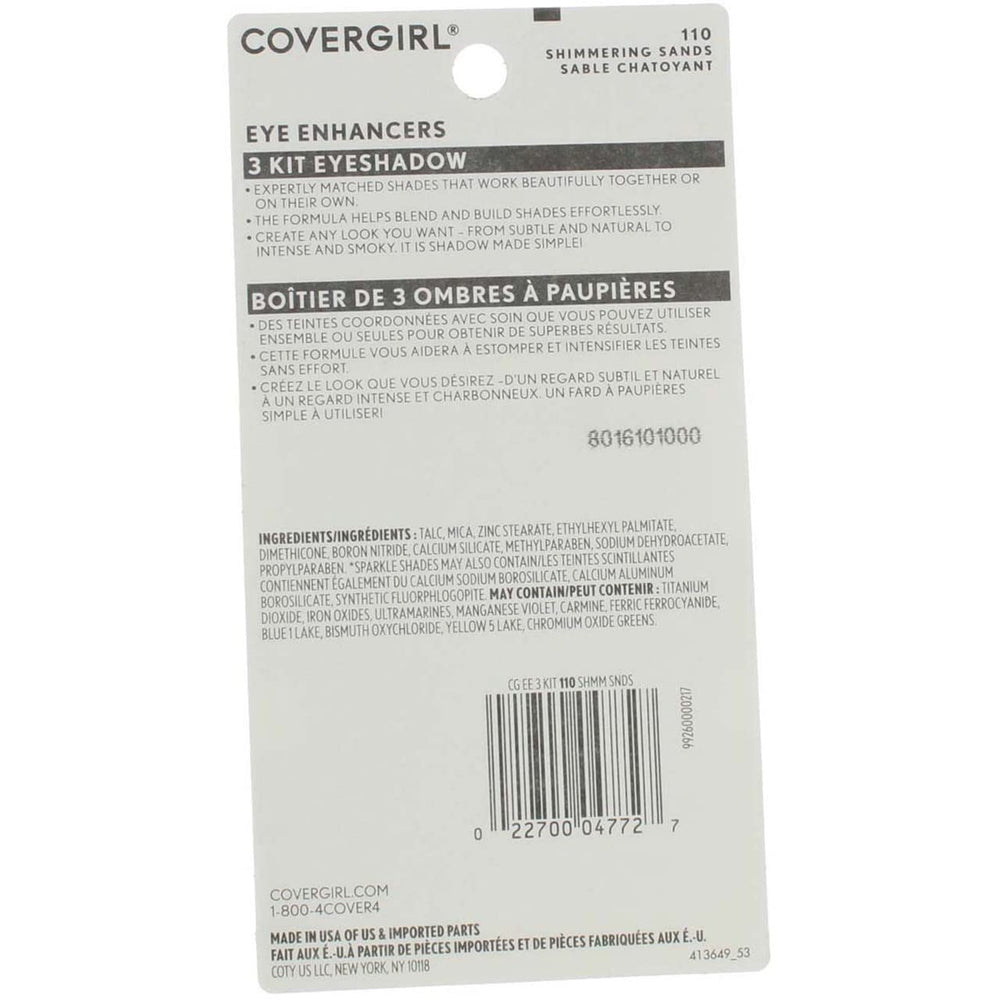 CoverGirl Eye Enhancers sombras 110 Arenas Brillantes, acabado sedoso para difuminar