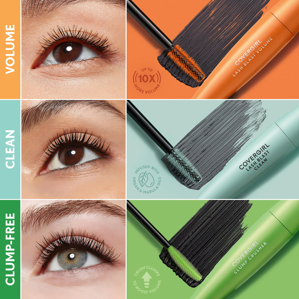 COVERGIRL Lash Blast Volume Mascara, envase compacto para retoques rápidos.