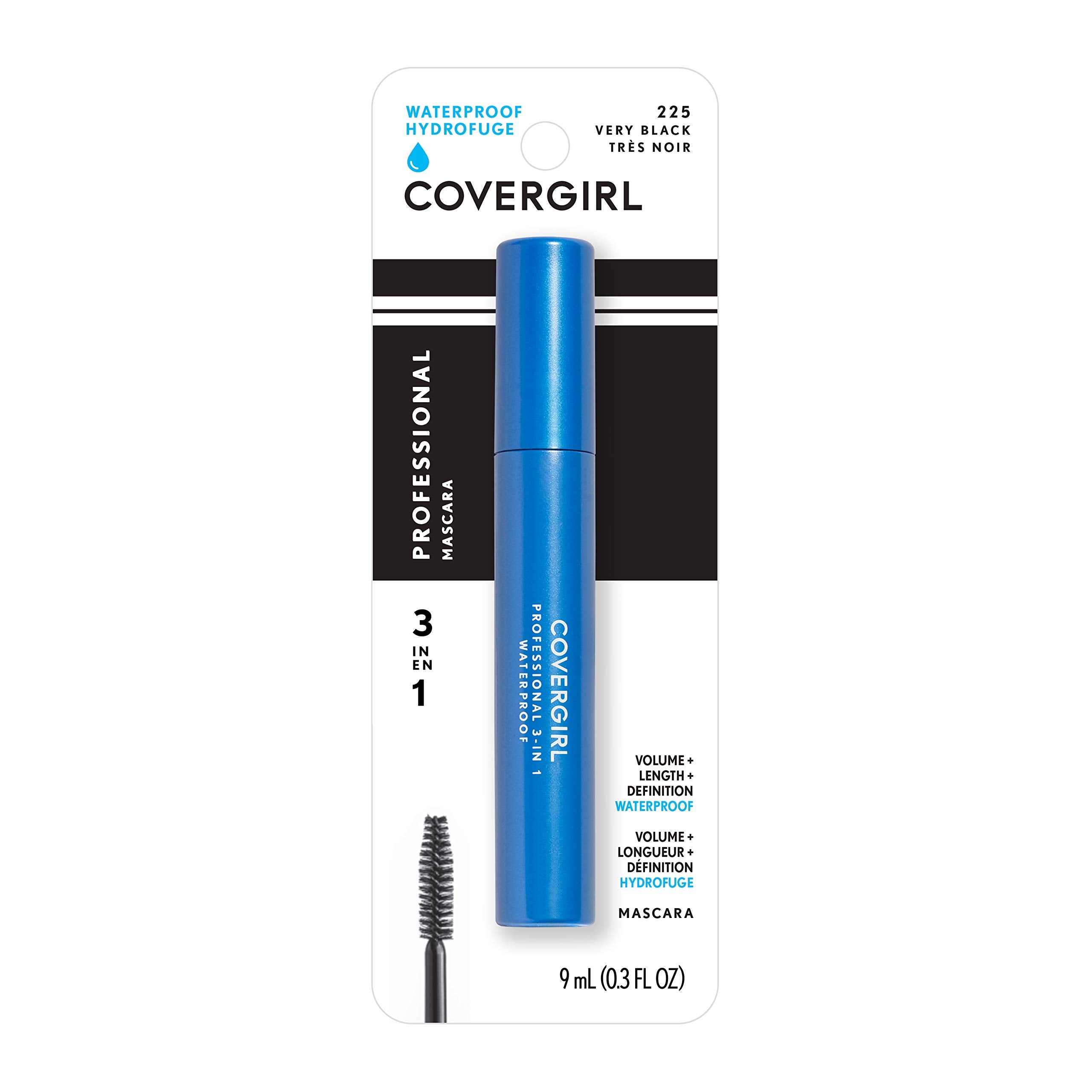 COVERGIRL Mascara Pro 3 en 1 impermeable, fórmula suave para ojos sensibles