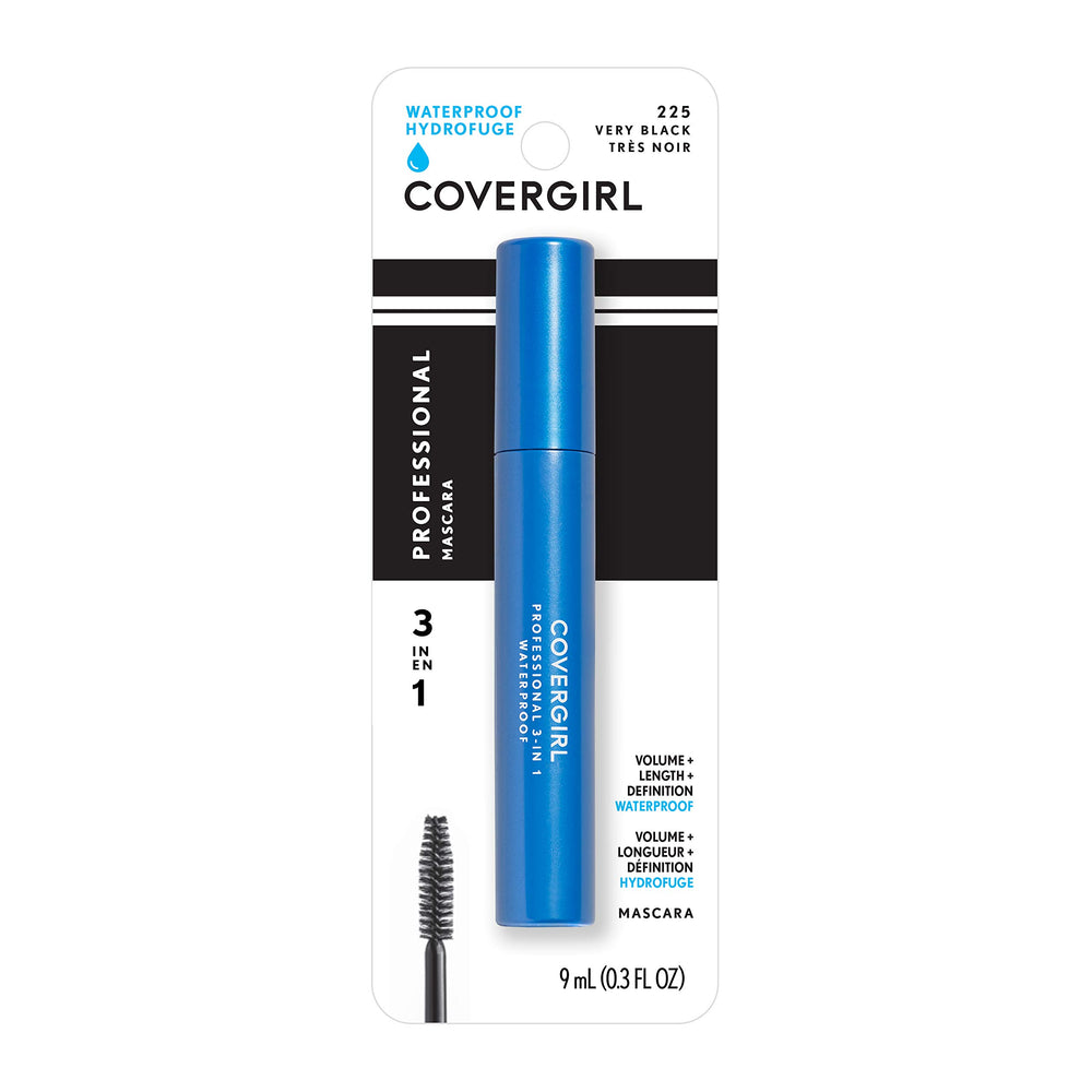 COVERGIRL Mascara Pro 3 en 1 impermeable, fórmula suave para ojos sensibles