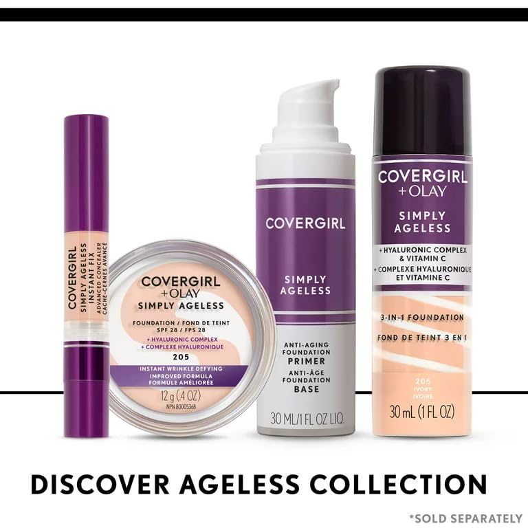 Aplicación con brocha de COVERGIRL OLAY Simply Ageless, cobertura uniforme
