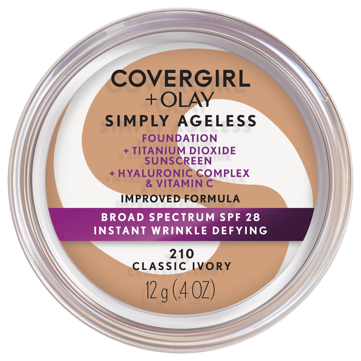COVERGIRL OLAY Simply Ageless, botella frontal para una aplicación suave y controlada.