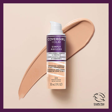 CoverGirl Olay Simply Ageless libre de crueldad y sin pruebas en animales.