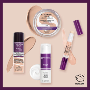 CoverGirl Olay Simply Ageless armoniza el tono para piel igualada y radiante.