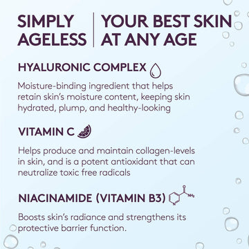 CoverGirl Olay Simply Ageless fórmula con vitamina C para luminosidad.