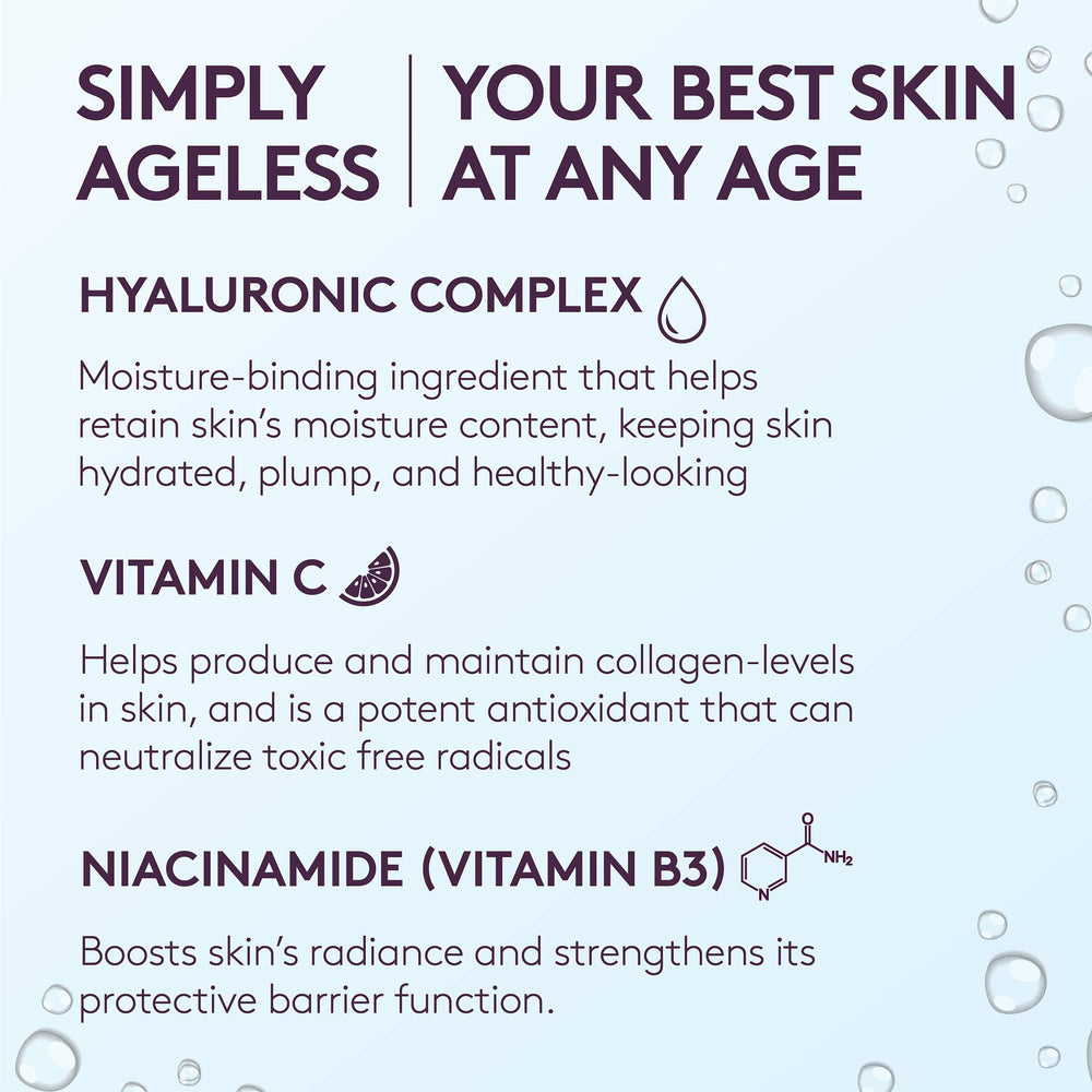 CoverGirl Olay Simply Ageless fórmula con vitamina C para luminosidad.