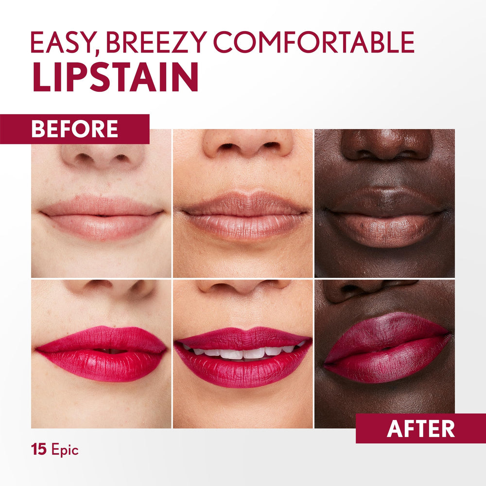 COVERGIRL Outlast Epic Lipstain acabado satinado y ligero en los labios.