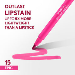 COVERGIRL Outlast Epic Lipstain aplicador pluma para trazos precisos.