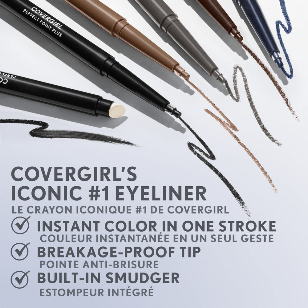 COVERGIRL Perfect Point Plus Delineador carbón en gama de colores para distintos looks.