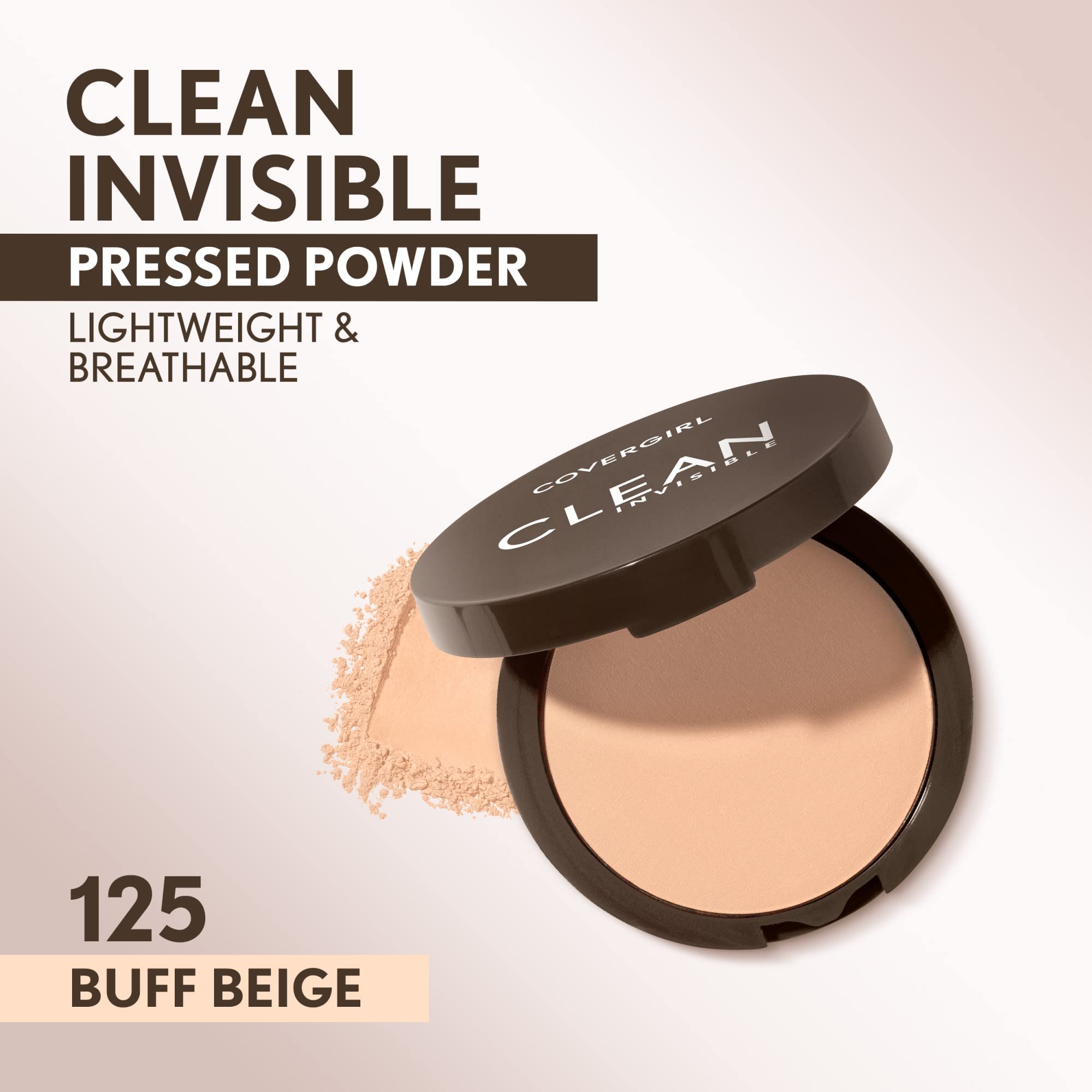 CoverGirl polvo compacto invisible con aplicador puff para retoques rápidos.