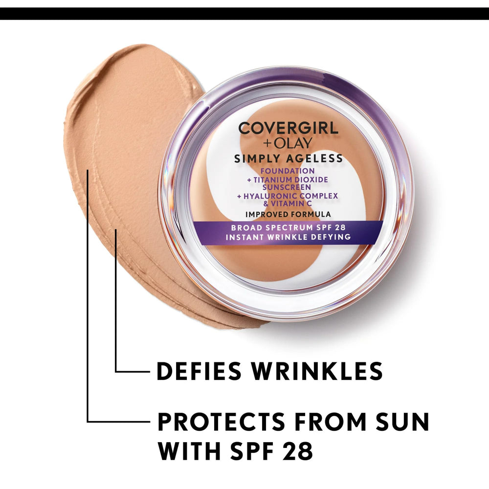 COVERGIRL Simply Ageless, aplicación con dispensador para cobertura uniforme.