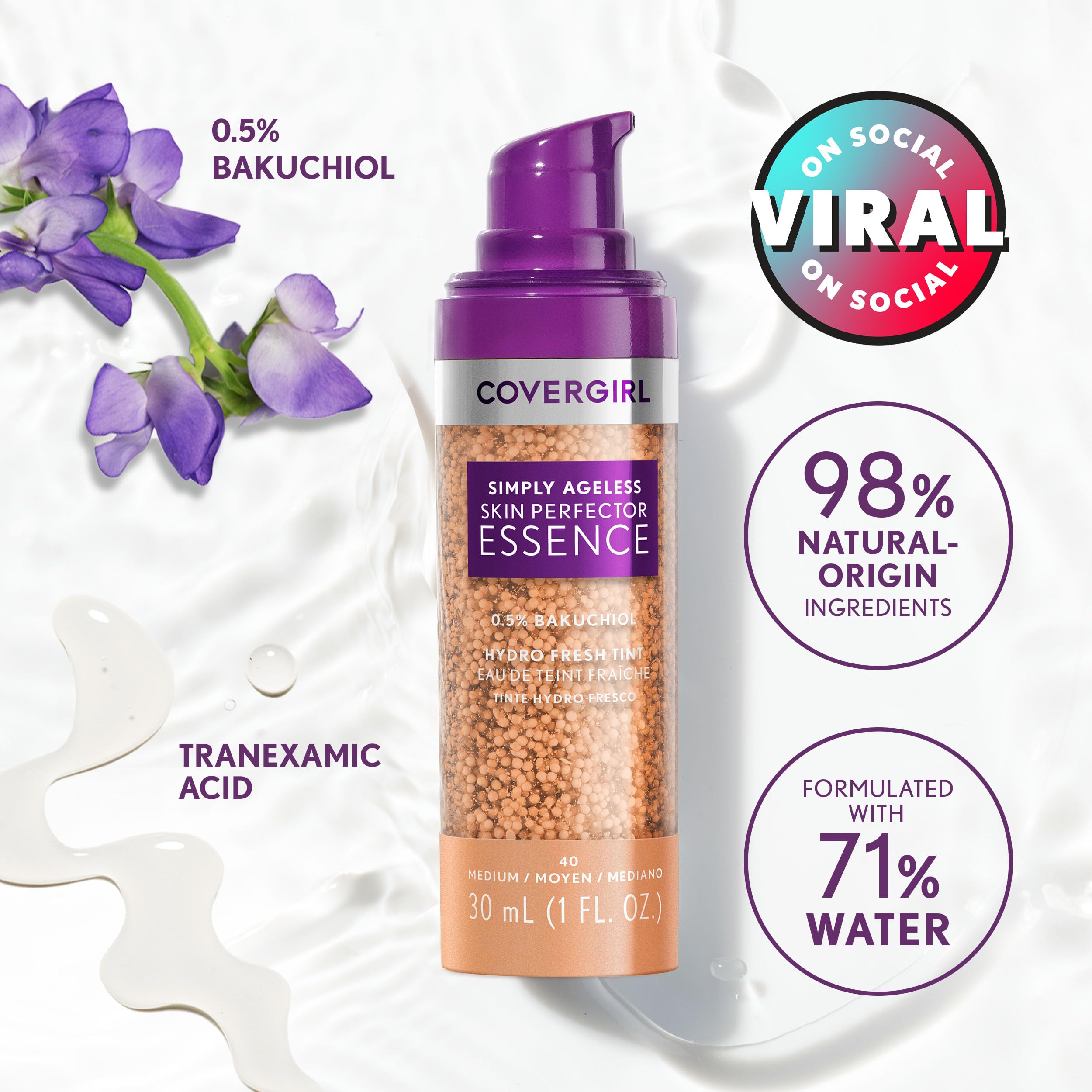 Covergirl Simply Ageless Essence ingredientes de origen natural.