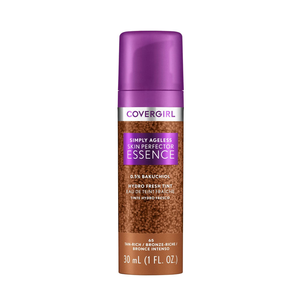 CoverGirl Simply Ageless Essence muestra textura gel para hidratación instantánea y acabado suave.