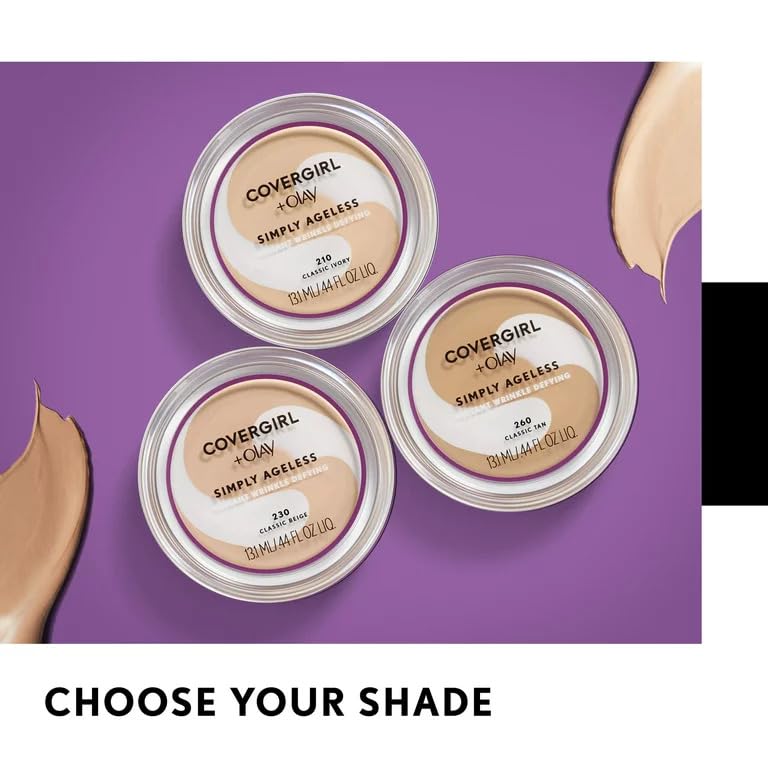 COVERGIRL Simply Ageless, tono 245 Warm Beige para piel cálida.