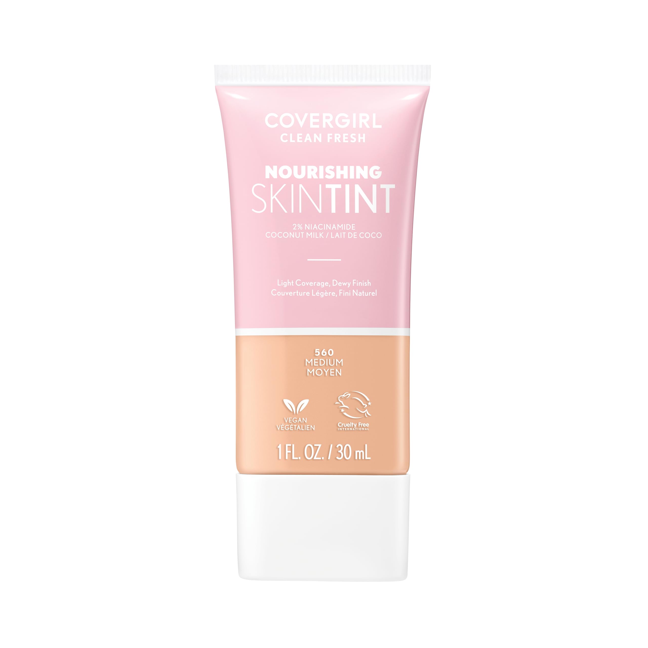 COVERGIRL tinte facial limpio y fresco en botella para acabado natural.