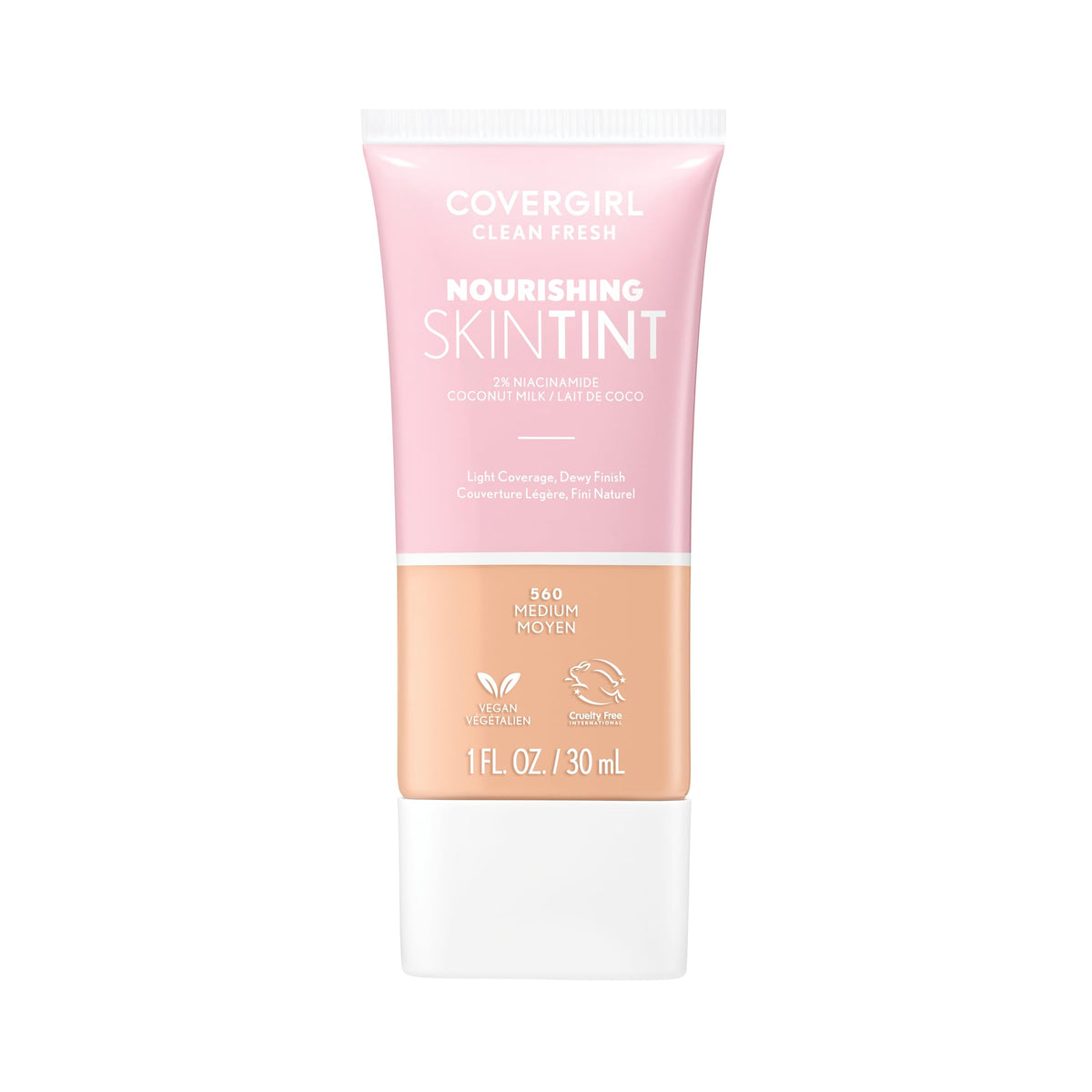 COVERGIRL tinte facial limpio y fresco en botella para acabado natural.