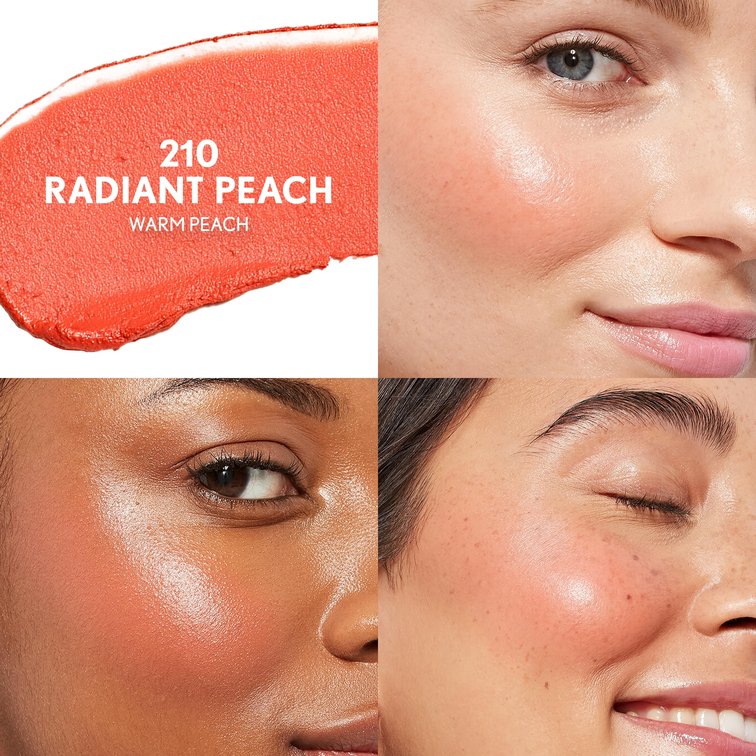 CoverGirl Trublend Blush Balm, tono durazno radiante, rubor cálido para mejillas.