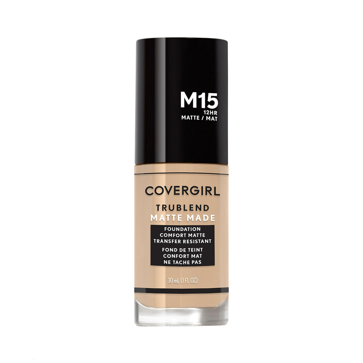 COVERGIRL TruBlend Matte Made: frasco de base para acabado mate suave y duradero.