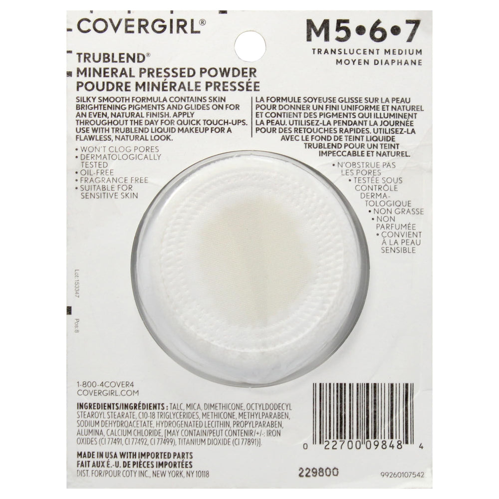 Covergirl truBlend Polvo traslúcido control de grasa para rostro fresco.