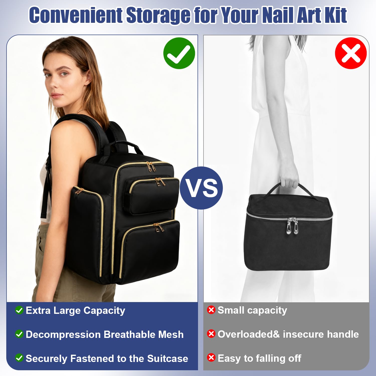 Covkev compartimentos para accesorios de arte de uñas, orden y acceso rápido.