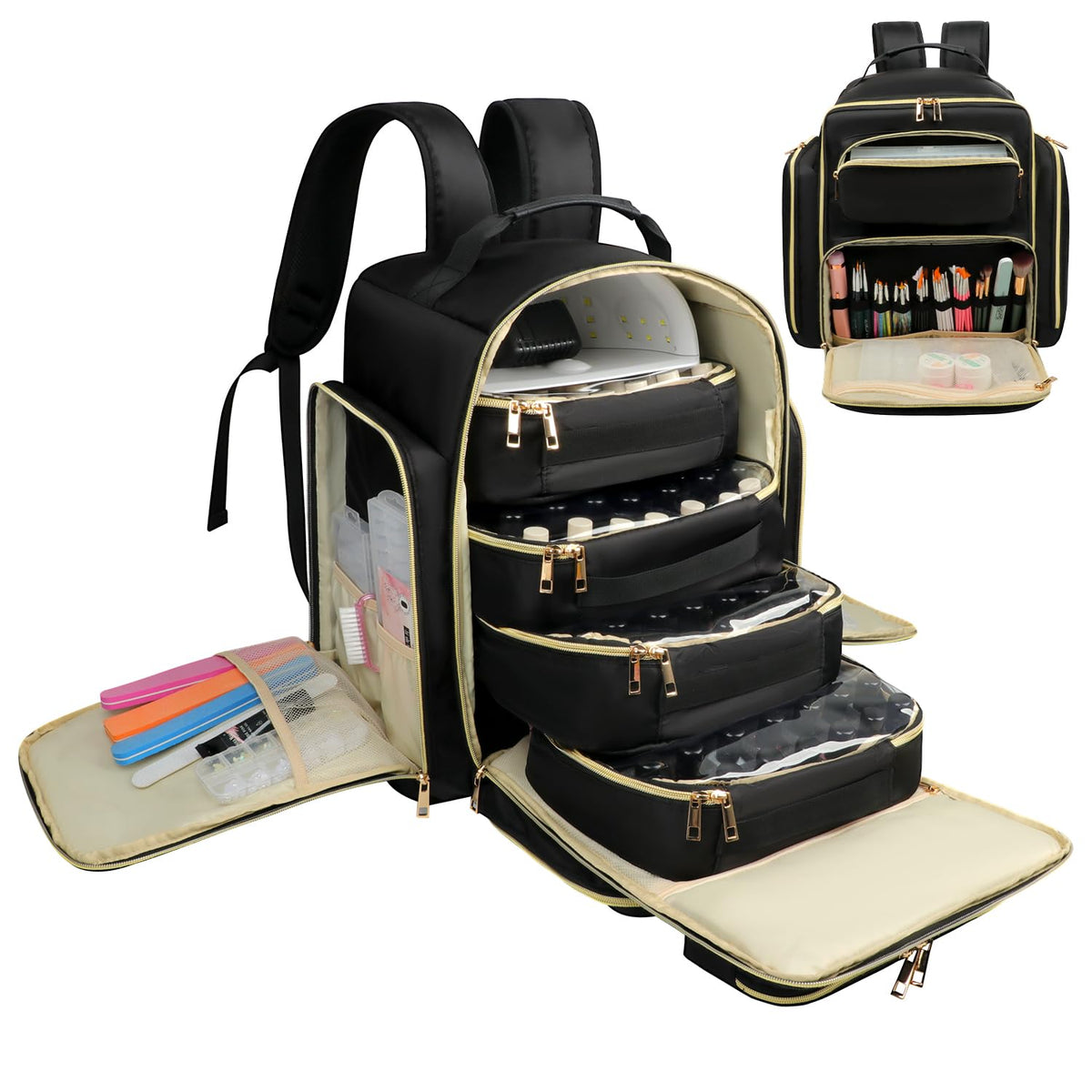 Covkev organizador mochila para esmaltes con capacidad para 140 botellas, ideal para viajes.