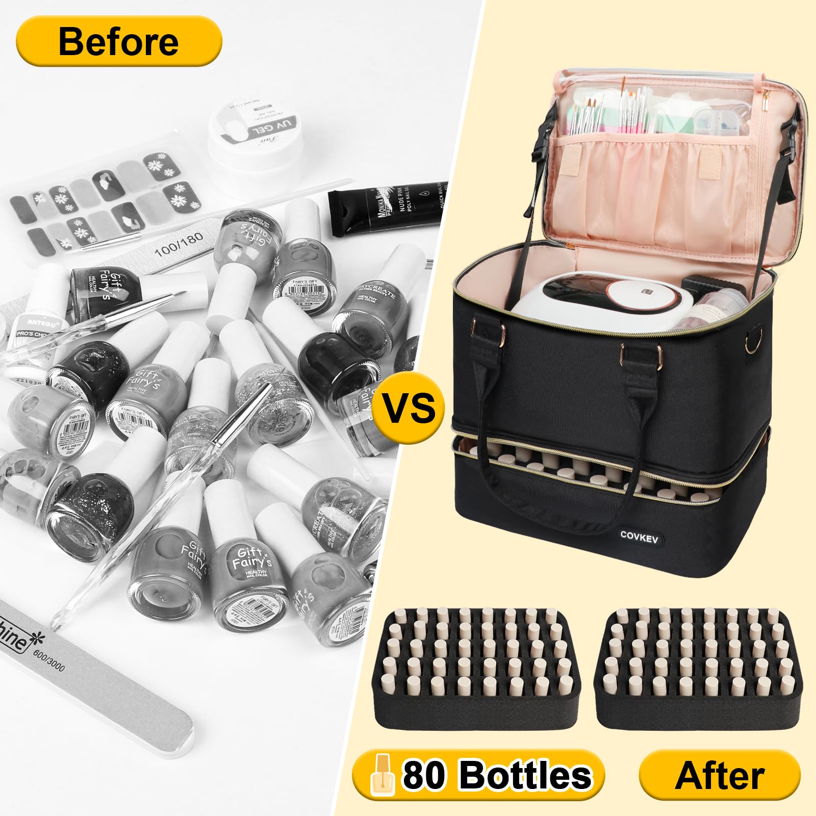 Covkev uso multiuso como bolso de viaje para manicura.