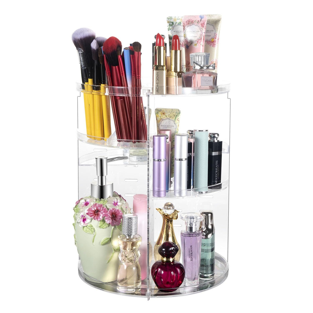 COYAHO organizador maquillaje 360 rotacion frontal facilita acceso rápido a cosméticos.