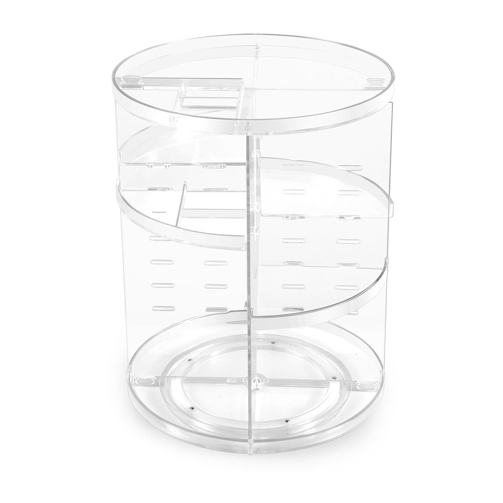 COYAHO organizador maquillaje 360 rotacion superior ofrece visión cenital para elegir productos.