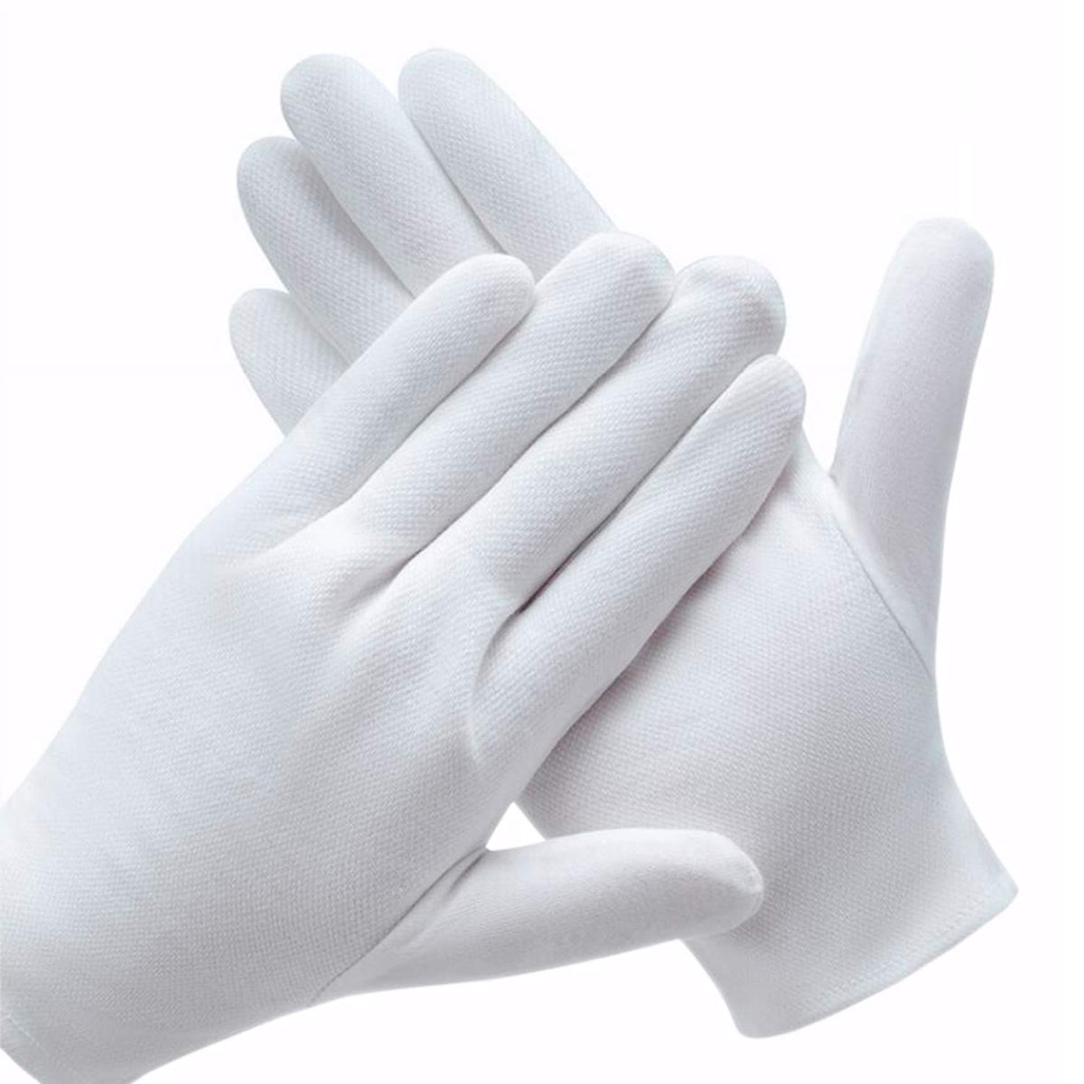 Guantes COYAHO de algodón blancos, paquete de seis pares para uso diario y piel suave.