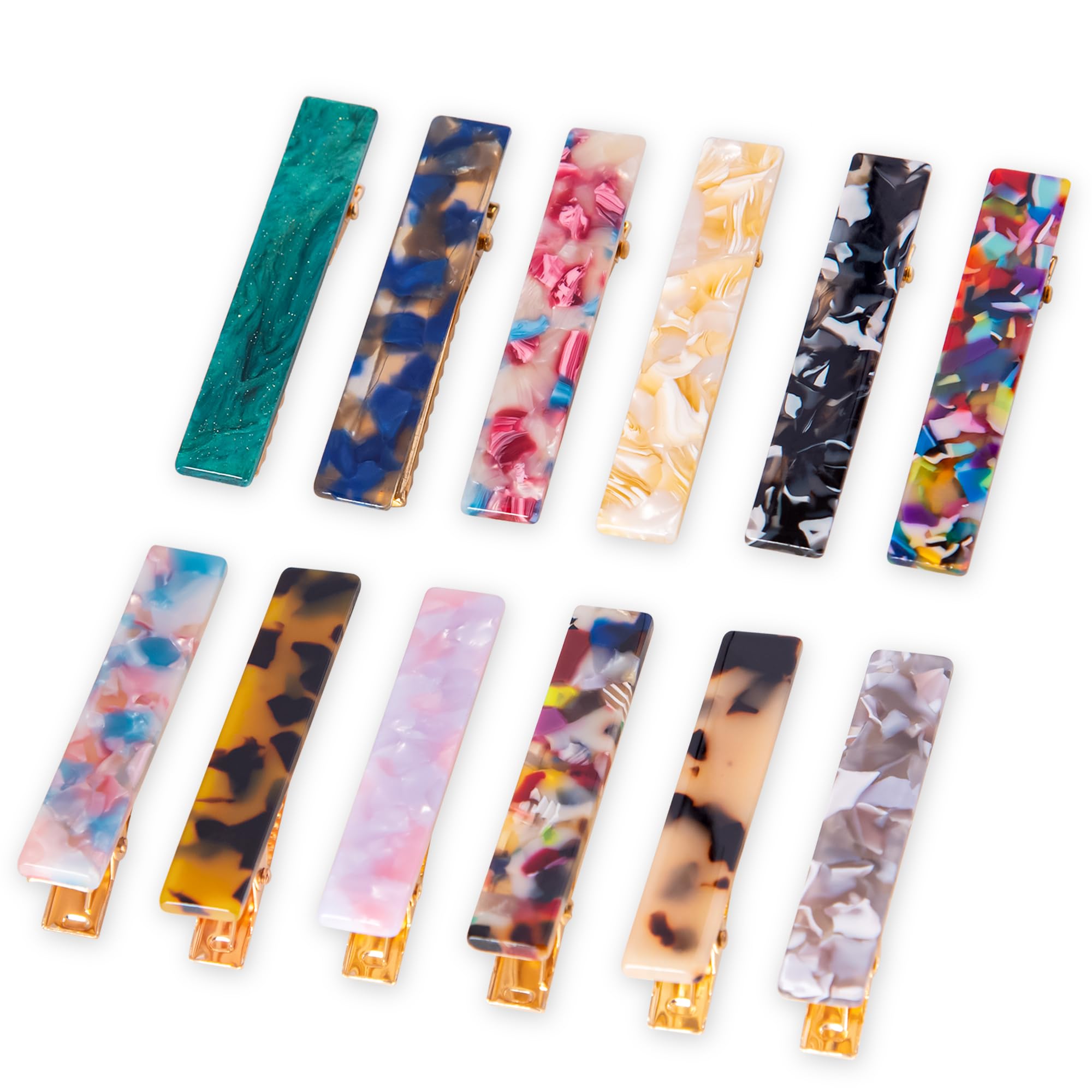 Cptots clip alligator de resina acrílica, 12 colores para estilo diario.