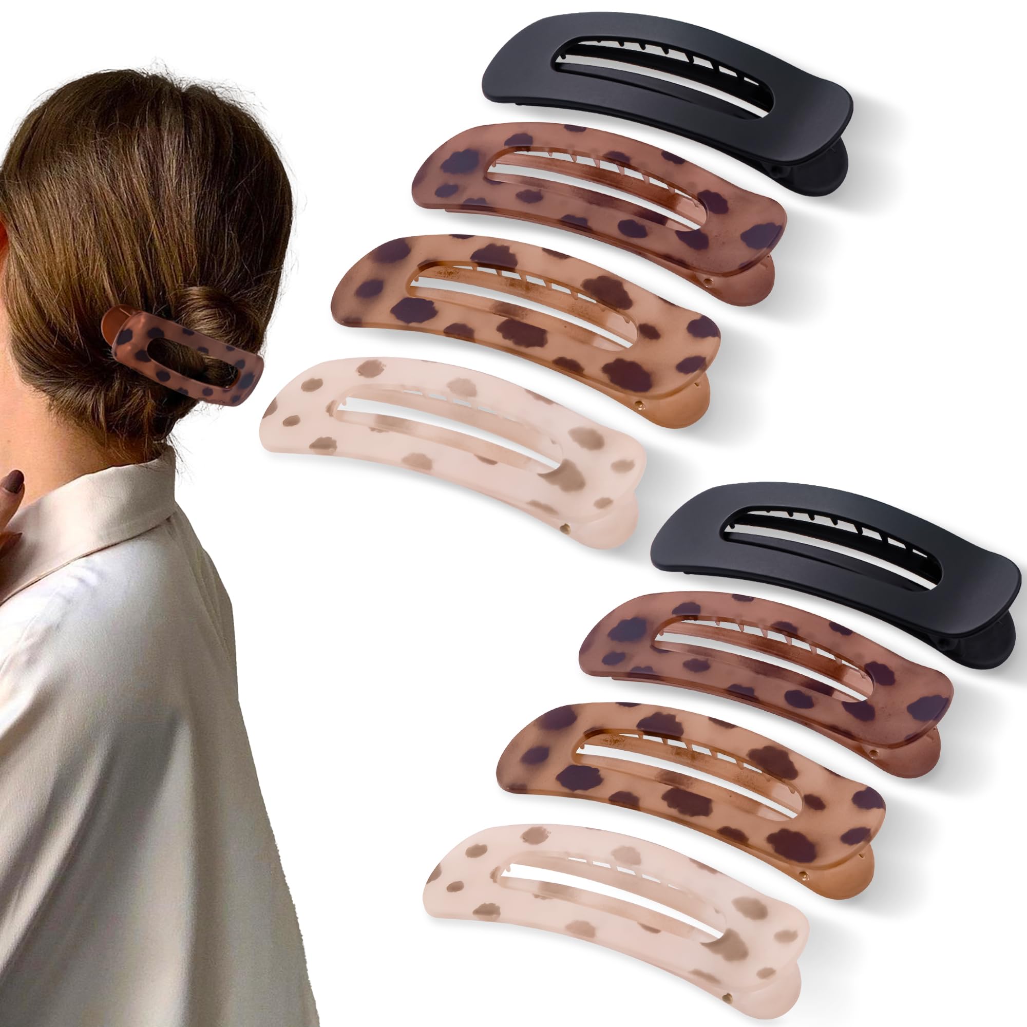 Pinza plana grande de Cptots en negro mate, sujeción estable para cabello fino.