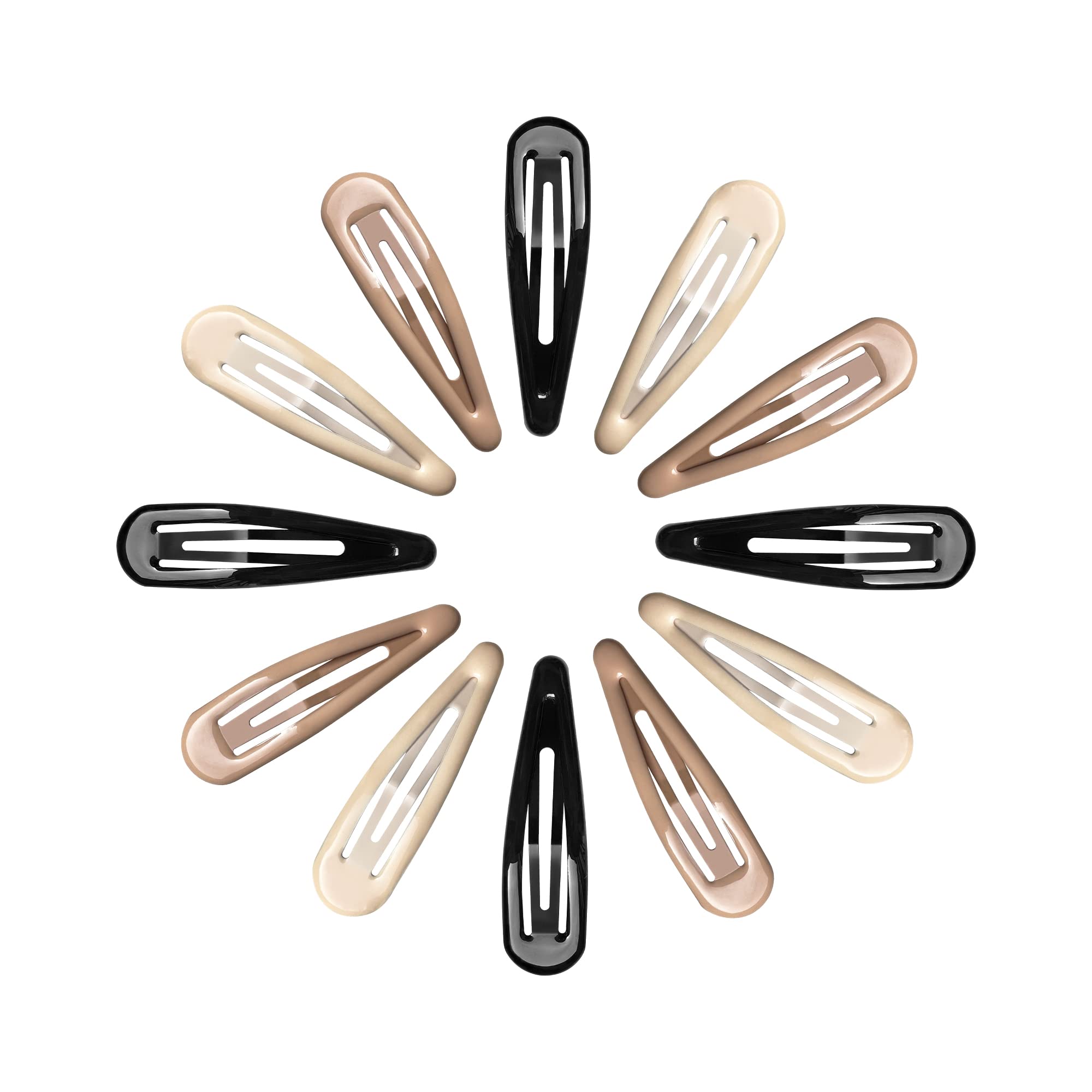 Pinzas Cptots de metal con gota de agua en negro, agarre seguro para cabello grueso.
