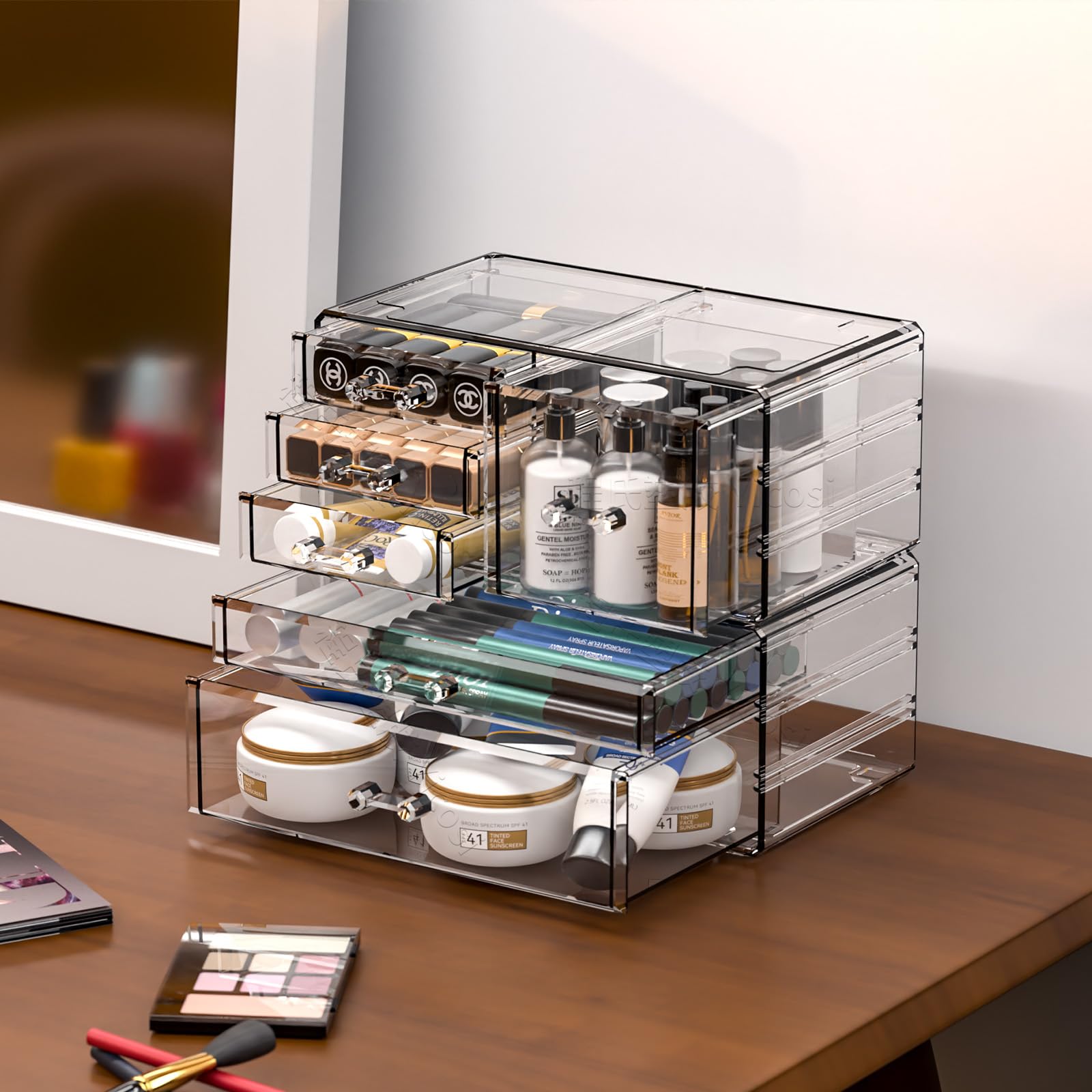 CQ Acrylic rangement accessoires cheveux et bijoux, bureau net