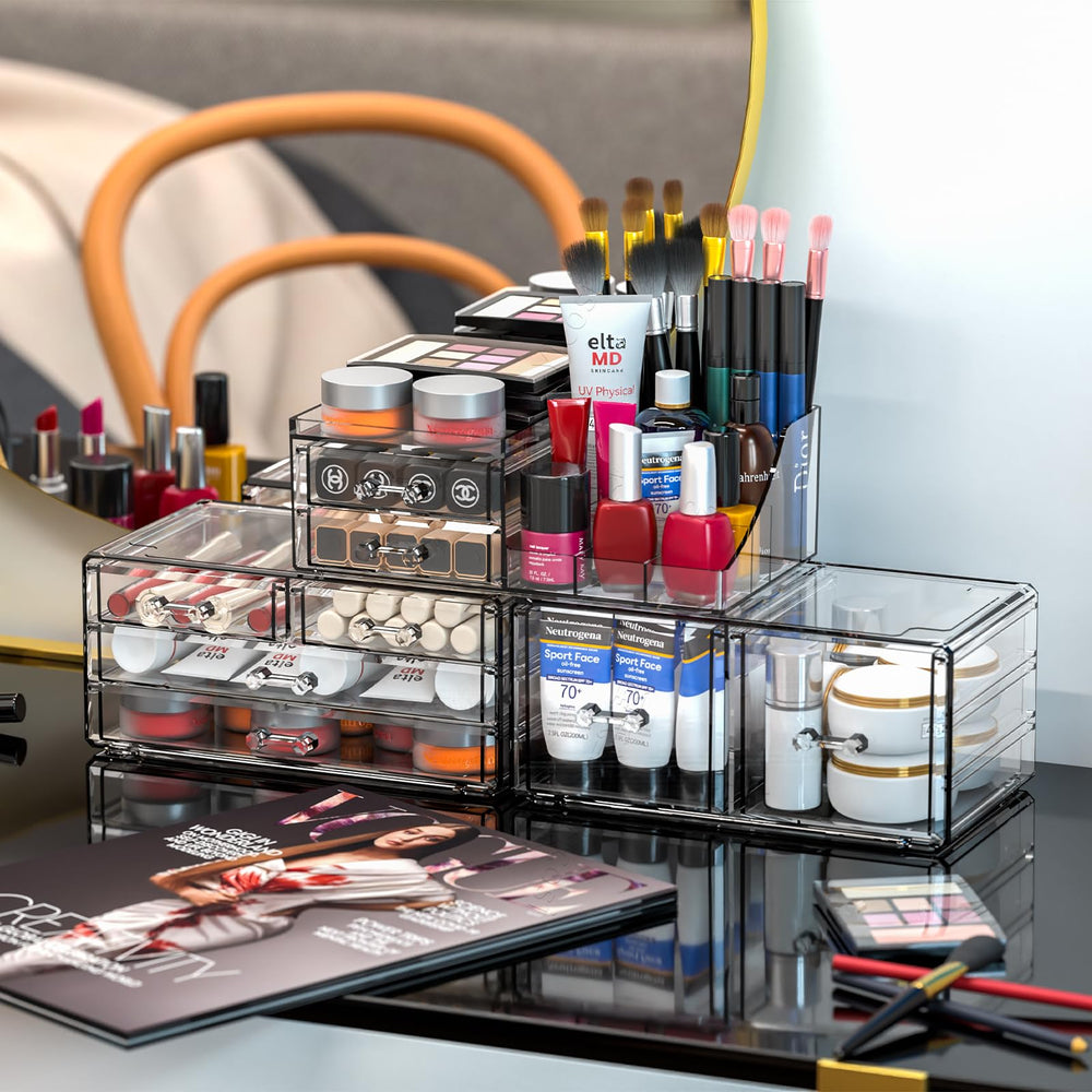 Cq acrylic porta maquillaje para brochas, esmaltes y cremas, orden práctico.