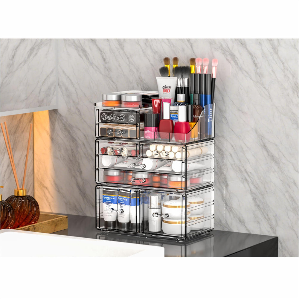 Cq acrylic organizador de baño para superficie, orden familiar y fácil.